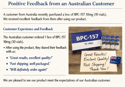 Aktueller Firmenfall über Positives Feedback eines australischen Kunden für BPC-157