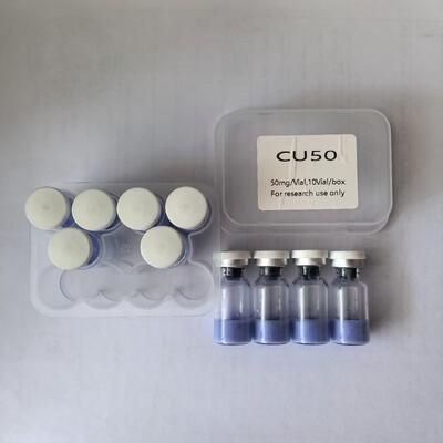 Hochreines GHK-Cu-Kupferpeptidpulver für kosmetische Anwendungen. Kupfertripeptid-1-Rohstoff, blauer Peptidbestandteil, stabile Qualität